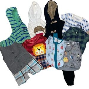 Lot Of 12 Baby Boy Clothes 6 Months Sweaters, shorts, tops, Mix Brands